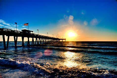 Sunset Sharkys Pier Venice Beach Florida By Christopher Morrow