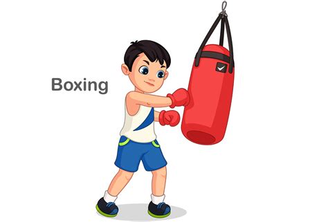 Boxing Boy With Punching Bag 1308014 Vector Art At Vecteezy