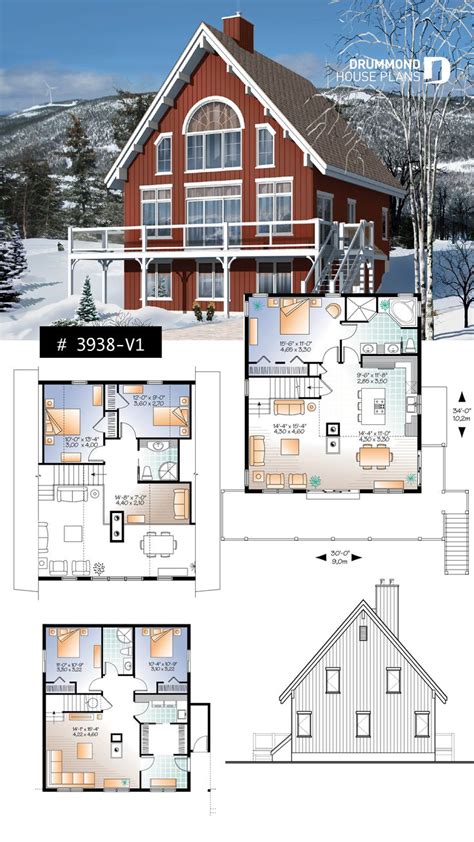 Garage plans with apartments, starter house plans, affordable house plans, green house plans, and vacation. 5 bedroom Rustic chalet A-Frame house plan, open living ...