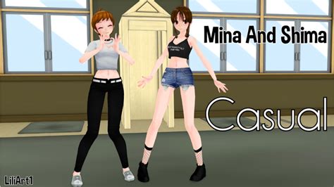 Mmd Yandere Simulator Mina And Shima Casual By Liliart1 Yandere