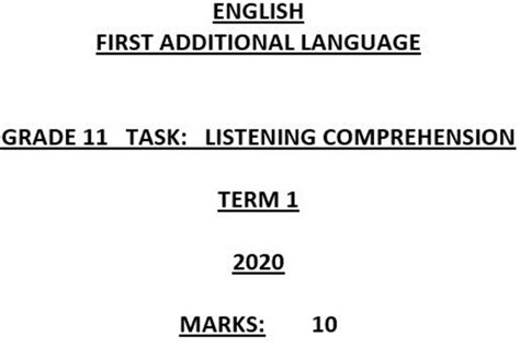 2020 English Fal Gr 11 Term 1 Listening Comprehension • Teacha