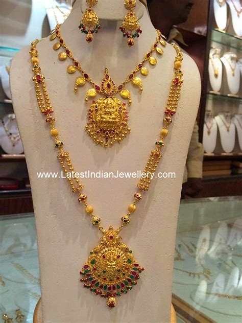 Temple Style Gold Necklace Haram Set