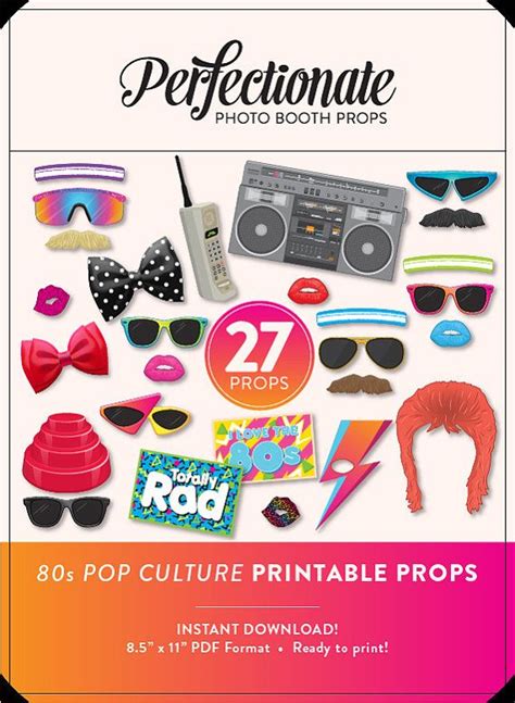 Diy 80s Photo Booth Props 30 Printable 80s Props Instant Etsy Uk