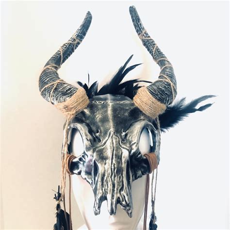 Shaman Ancestral Headdress Pagan L Deer Antler Head Skull L Etsy