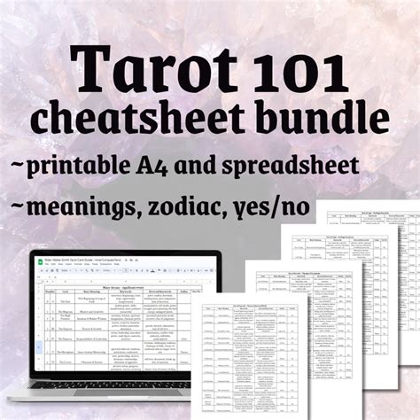 Easy Tarot Cheat Sheet Bundle Learn Tarot Guide Tarot For Beginners