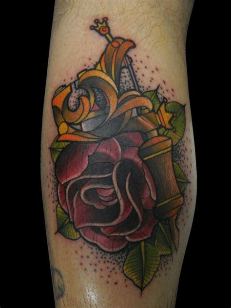 Tattoo Machine With Rose By James Dean Tattoonow
