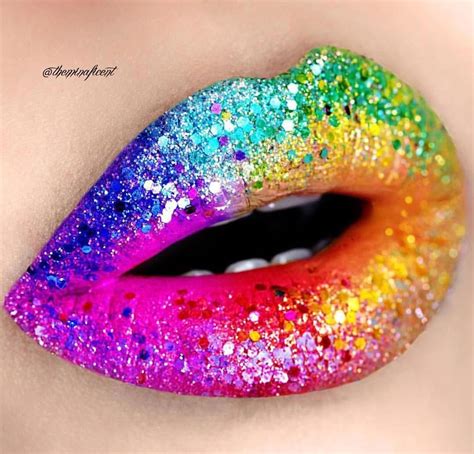 Lime Crime On Instagram Mind Blowing Rainbow Glitter Lip Art Via