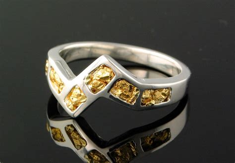 Lightning Ring In Sterling Silver Inlaid With 22kt Gold Etsy