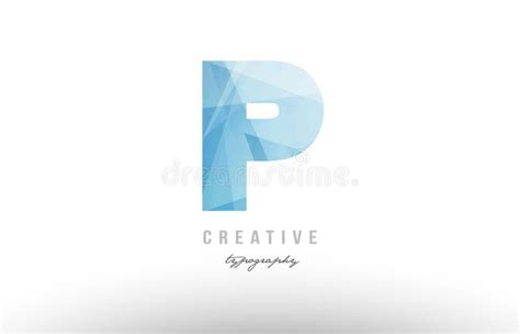 P Blue Polygonal Alphabet Letter Logo Icon Design Stock Illustration