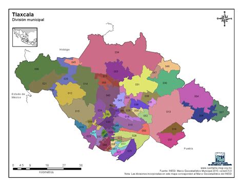 Mapa Para Imprimir De Tlaxcala Mapa En Color De Los Municipios De