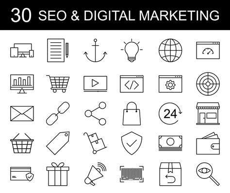 Seo Optimization And Digital Marketing Icons Set Web Icon Collection