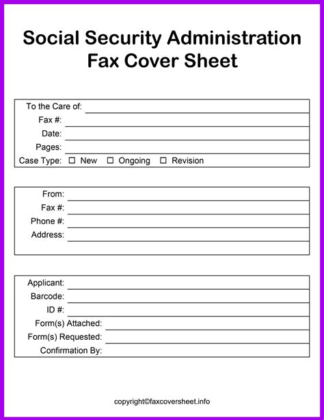 Social Security Administration Fax Cover Sheet Template Pdf