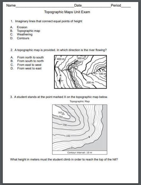 Elevation Map Worksheet 4th Grade