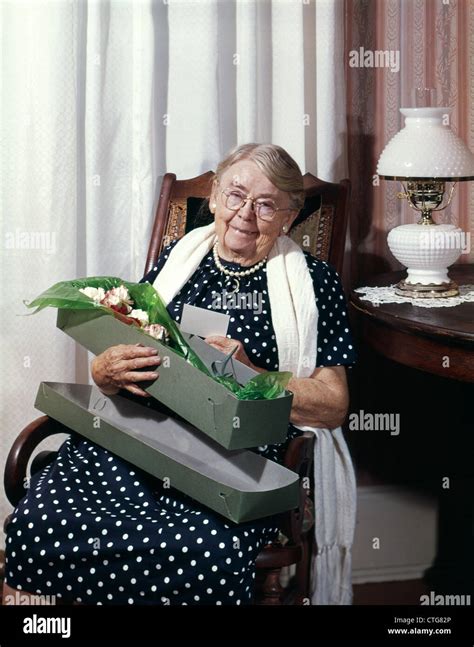 1960s Smiling Senior Elderly Old Lady Grandma Granny Sitting In Rocking
