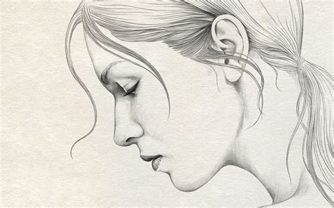Beatiful Sketch Drawing Woman Face Profile Pencil Sketches Of