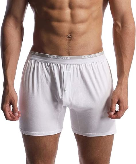 Inskentin Mens Soft Cotton Stretch Knit Boxer Shorts Relaxed Fit Loose Underwear