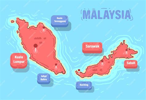 Premium Vector Malaysia Map And Landmarks Malaysia Map Vector