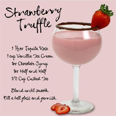 Mix tequila, ginger beer and lime juice and finish with with crème de cassis and pomegranate seeds for a luscious cocktail that really packs a punch. Strawberry Truffle Cocktail #LoveTequilaRose (With images ...