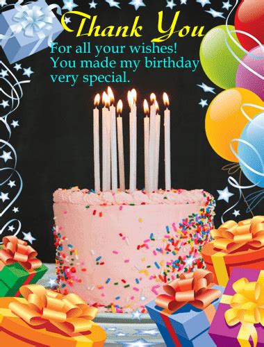 Thank you card for birthday wishes. My Birthday Special... Free Birthday Thank You eCards ...