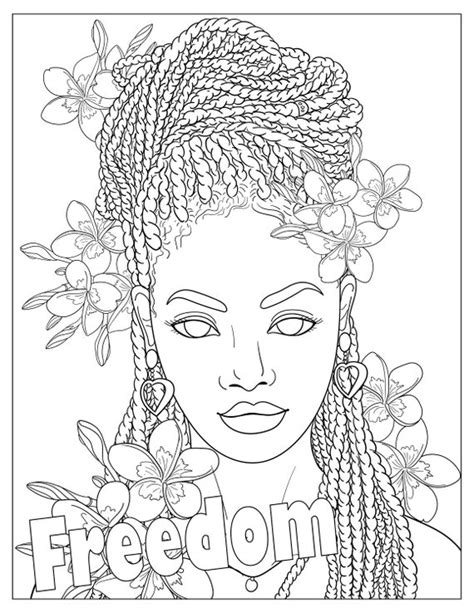 Freedom Coloring Page Printable Coloring Page Black Woman Etsy In Sexiz Pix