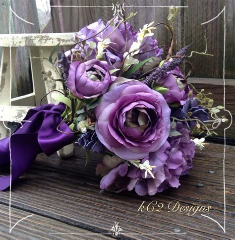 fall bouquet silk flower wedding bouquet silk bouquet bridal bouquet purple wedding plum