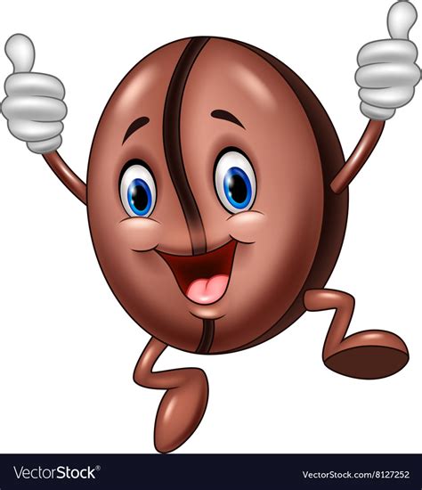 Cartoon Of Jumping Coffee Bean Mascot Royalty Free Vector
