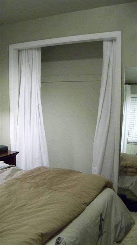 Curtain instead of closet door.i love this because all 5 of my kids have at some point broken their closet doors! Down with Closet Doors, Up with Curtains. | Curtains for ...