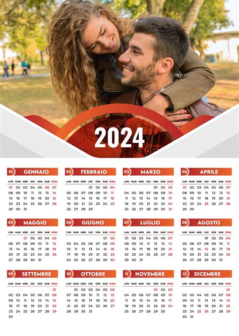 Calendario 2024 Con Inserti Rosso E Grigio Simone Piccolo Graphic