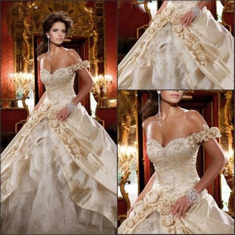 vintage royal white gold ball gowns tired straps beautiful wedding dresses bridal gown 2016 in