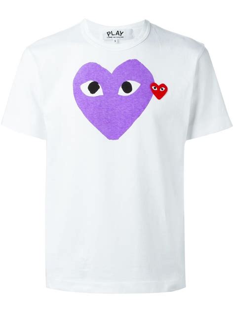 Comme Des Garçons Play Heart Print Cotton T Shirt In Purple Modesens Cotton Tshirt Comme