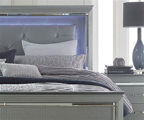 Warm up the space with light grey details that also help ground the room. TYLER - Modern 5pcs Grey Queen King LED Lighted Headboard ...