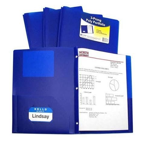 C Line Two Pocket Heavyweight Poly Blue Folder With Prongs 25pk Cli