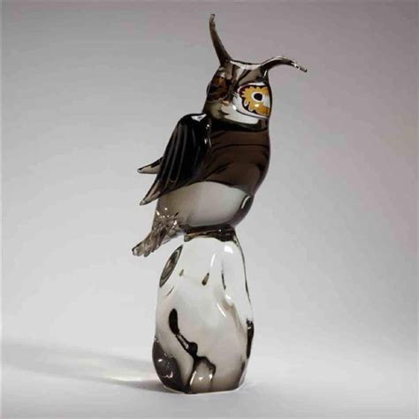Large Licio Zanetti Murano Art Glass Owl Sculpture With