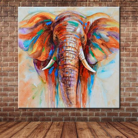 Abstract African Elephant Oil Painting Large Animal Wall