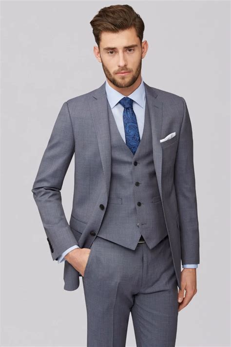 2018 New Blazer Suit Mens Grey 3 Piece Wedding Suits Best Man Groomman