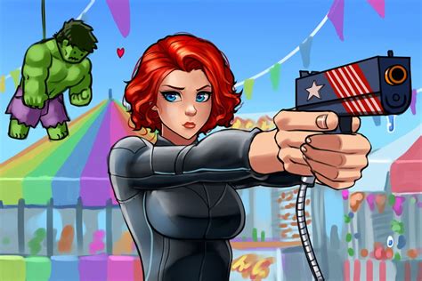 Look Marvel Comics Girl Toy Black Widow Natasha Romanoff Hulk Park Face 1080p Gun