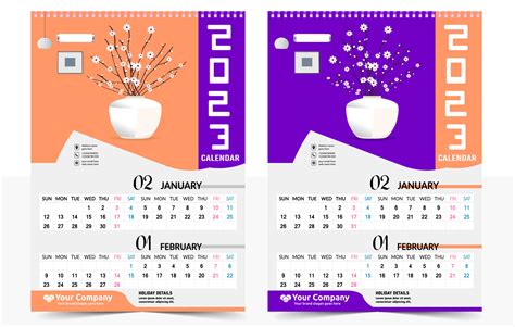 Wall Calendar Creative Design Simple Monthly Vertical Date Layout For Year In English