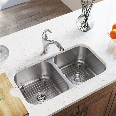 Double Bowl Undermount Stainless Steel Sink Top Stone Fabrication