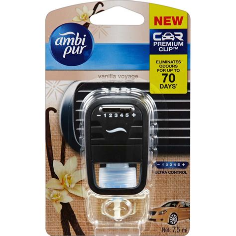 With its unique patented odourclear technology that wipes out malodour particle and leaves behind a sweet, uplifting aroma, even the toughest of smells stand no chance. Ambi Pur Air Freshener - Vanilla Voyage, 7.5mL ...
