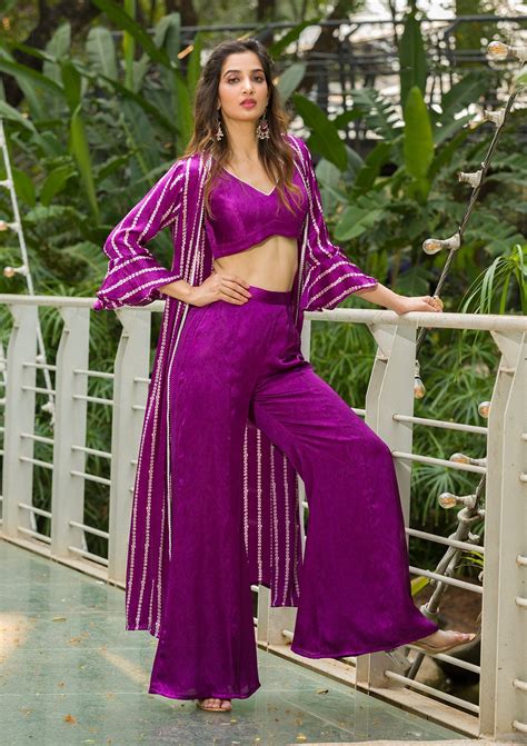 Buy Purple Bandhani Print Satin Readymade Salwar Kameez Koskii
