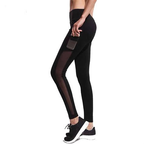 Running Pants Women Pocket Yoga Trousers High Waist Fitness Elastic