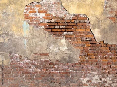 Old Damaged Brick Wall And Plaster Stock Photo Adobe Stock