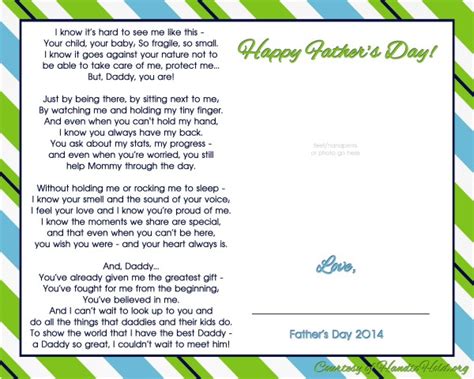 Celebrating Your Nicu Dad On Fathers Day Free Printable For Dad