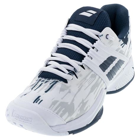 babolat men`s propulse fury all court tennis shoes white and estate blue