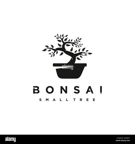 Bonsai Logo Design Japanese Mini Small Plant Tree On Pot Silhouette