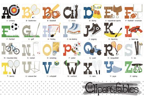 Sport Alphabet Clipart Sports Kids English Alphabet By Clipartfables