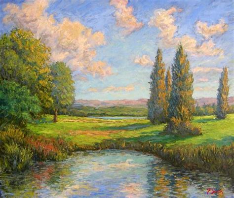 Original Impressionist Oil Painting Landscape Sunny Day