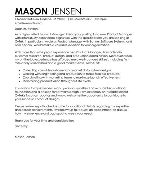 Best Product Manager Cover Letter Examples Livecareer