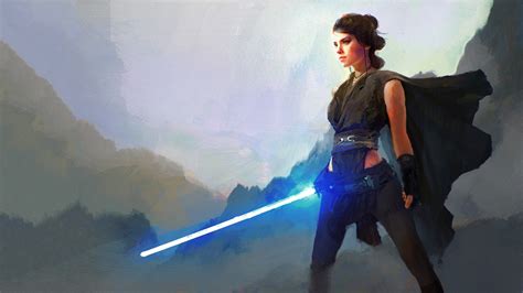 Female Game Character Illustration Star Wars Rey From Star Wars