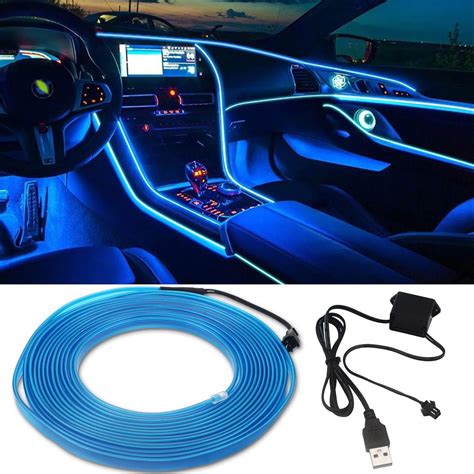 Amazon Com El Wire Lights For Car Blue El Wire Car Interior Neon